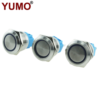 ABS22 IP67 22mm Stainless Steel Maintain Waterproof Ring Led Illuminated Metal Push Button Switch