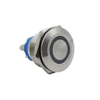 YUMO JS22F-11EW12VS screw 22mm flat head momentary push button switch DC12V metal push button with white ring lamp push switch 