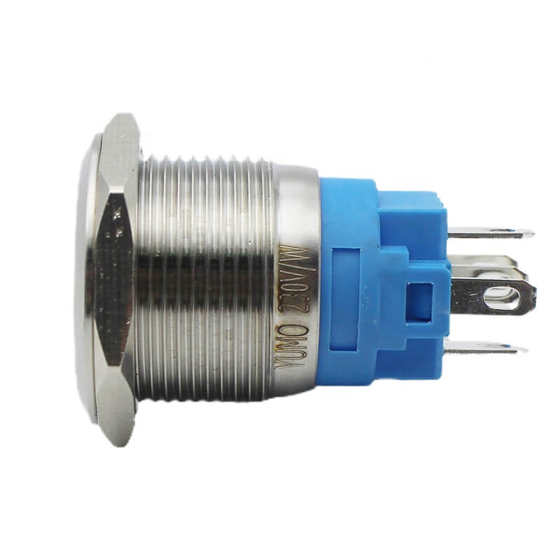 Waterproof IP67 1no1nc ring led momentary 230v metal push button switch with terminal pins