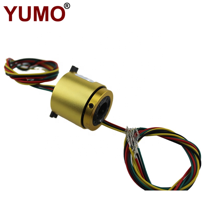 YUMO high quality for pneumatic rotating shaft installation with 4 rings of hollow shaft slip ring