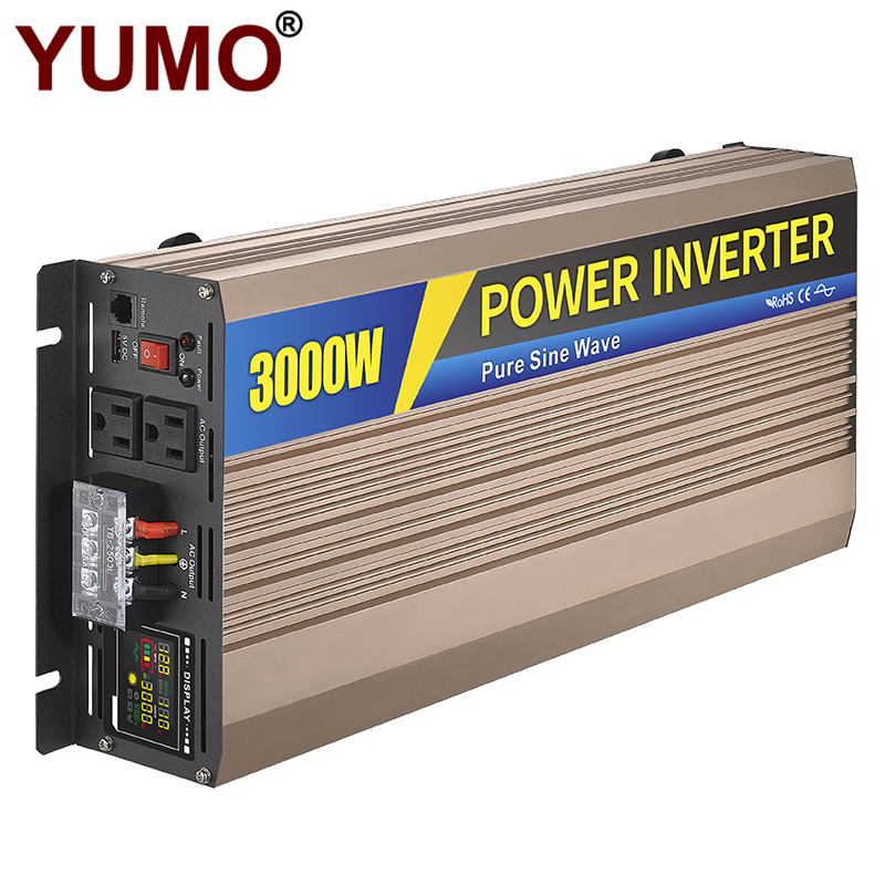 YUMO Pure Sine Wave Inverter SGPE3000w 12/24/48VDC (Color Display And Remote Control Is Optional)