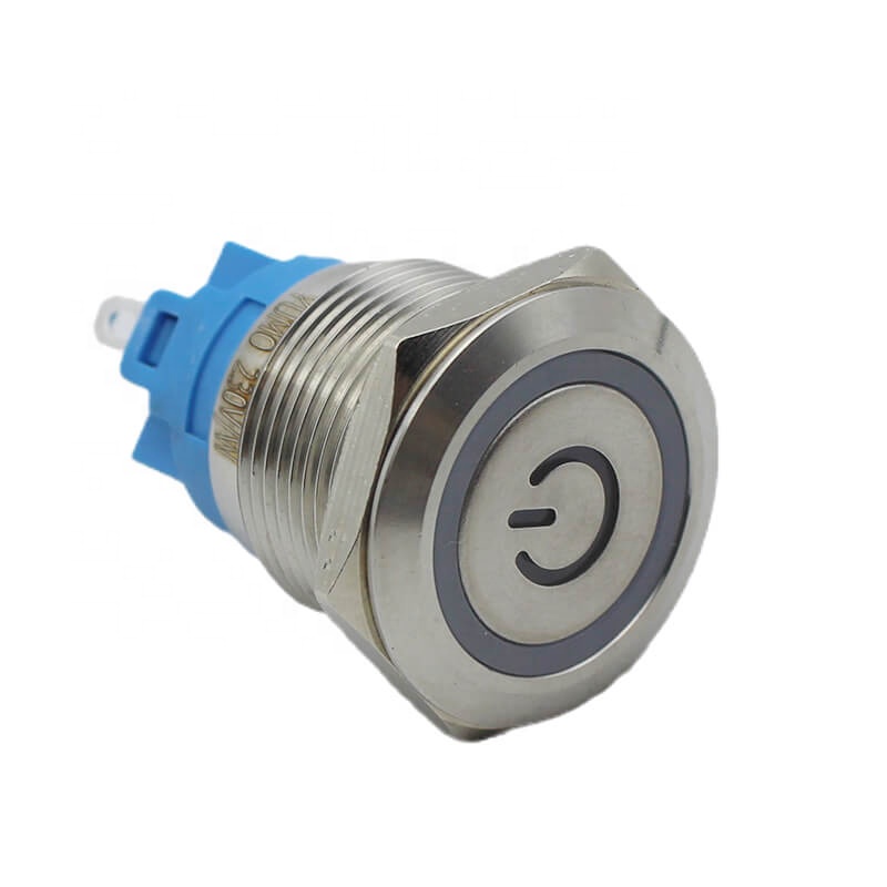 Waterproof IP67 1no1nc ring led momentary 230v metal push button switch with terminal pins