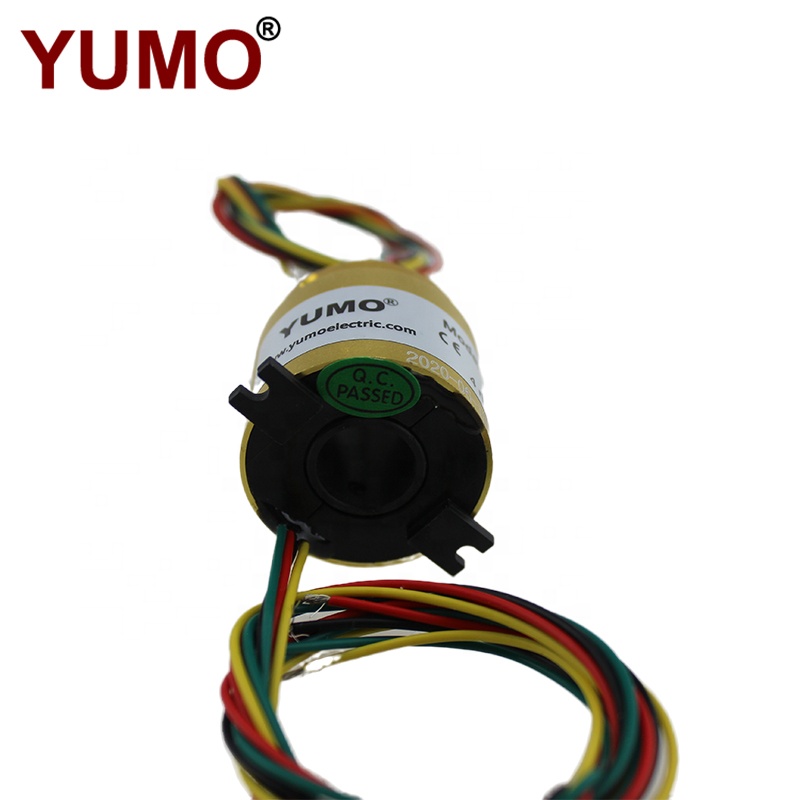 YUMO high quality for pneumatic rotating shaft installation with 4 rings of hollow shaft slip ring