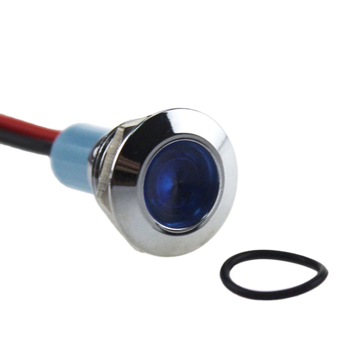 12mm waterproof blue LED stainless steel indicator light push button