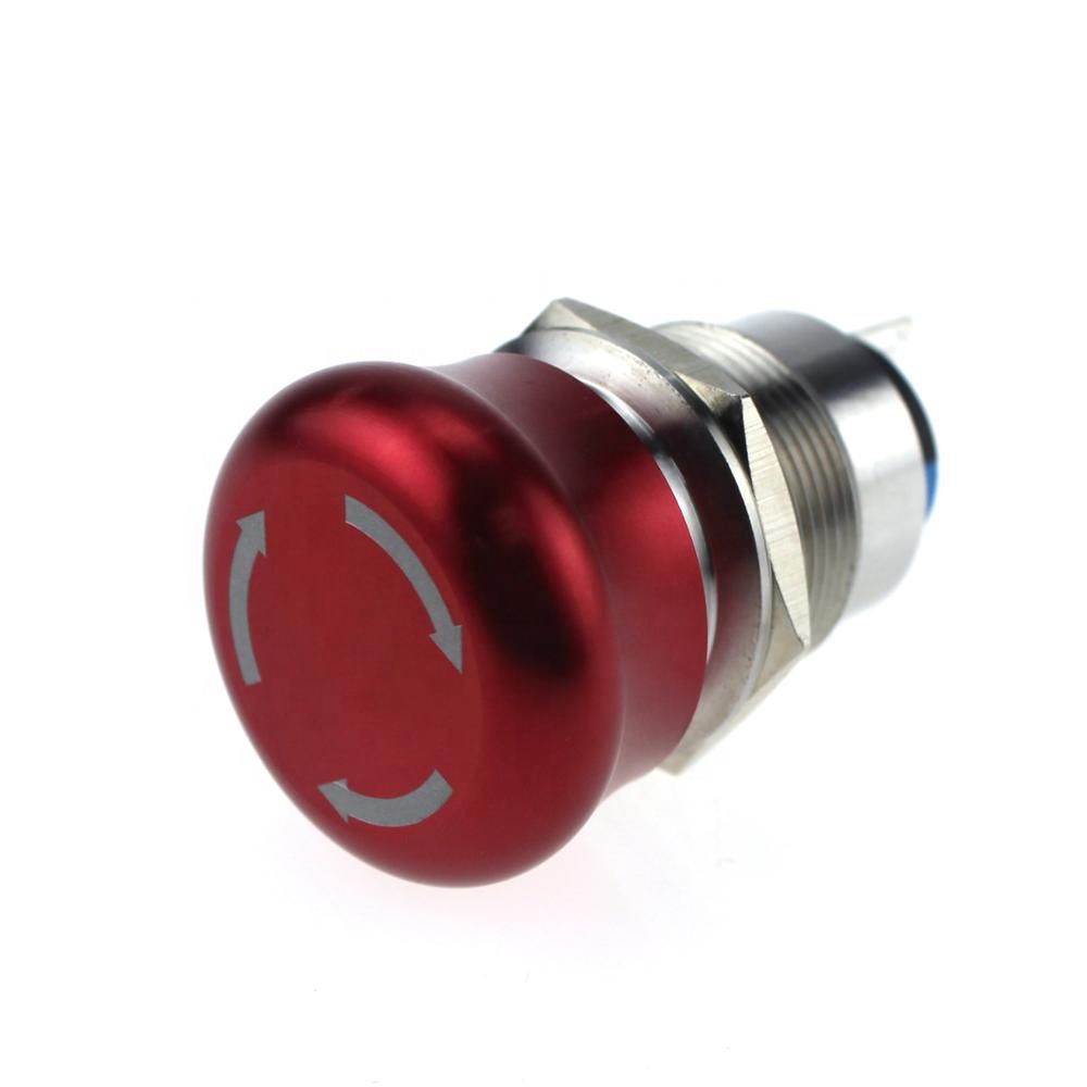22mm IP67 stainless steel industrial emergency stop button switch, China mushroom metal push