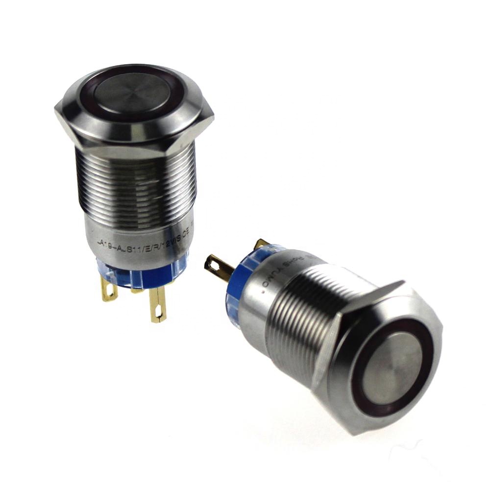 19mm LA19-AJS11ER12VS metal push button stainless steel